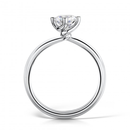 Twisted Four Claw Round Engagement Ring