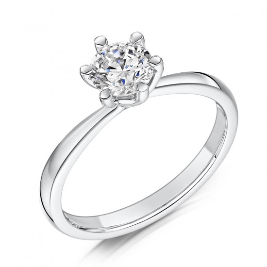 Twisted Six Claw Round Engagement Ring
