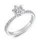 Diamond Twisted Six Claw Round Engagement Ring