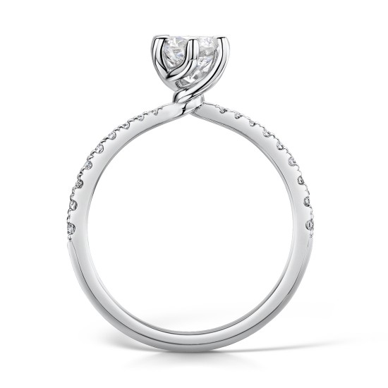 Diamond Twisted Six Claw Round Engagement Ring