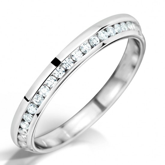 Off Set Round Diamond Wedding Rings