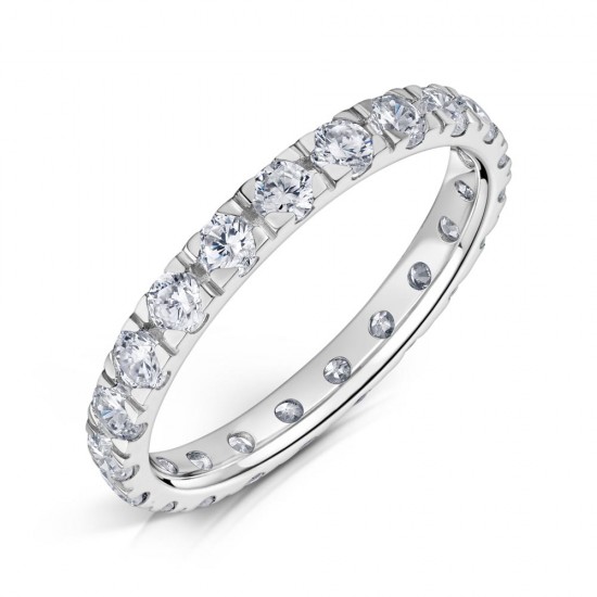 Box Claw Set Round Diamond Wedding Rings