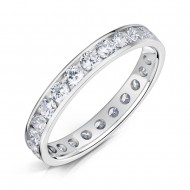 Channel Set Round Diamond Wedding Rings