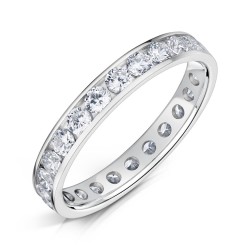 Channel Set Round Diamond Wedding Rings