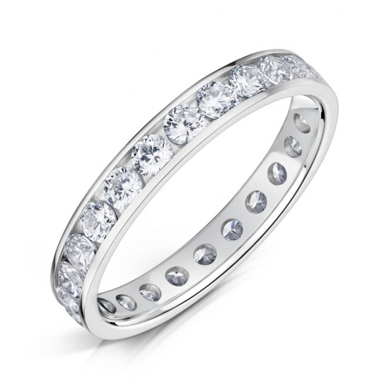 Channel Set Round Diamond Wedding Rings