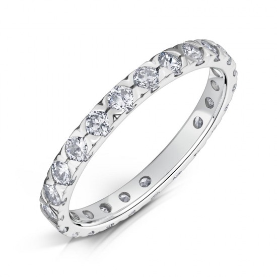 V Claw Set Round Diamond Wedding Rings