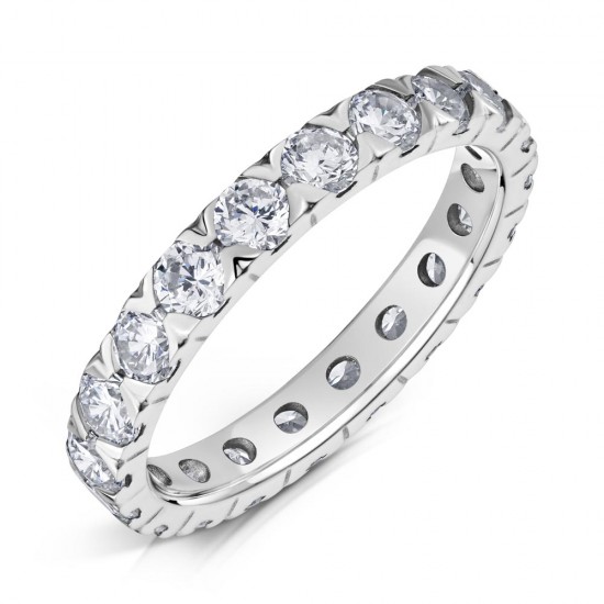 V Claw Set Round Diamond Wedding Rings