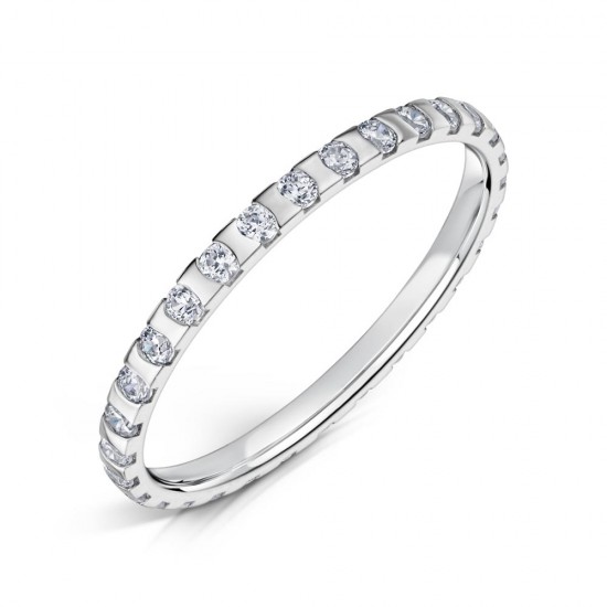 Semi Rubover Set Diamond Wedding Rings