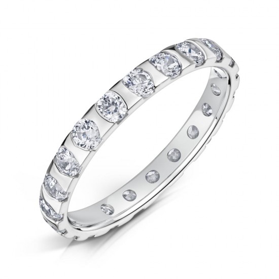 Semi Rubover Set Diamond Wedding Rings