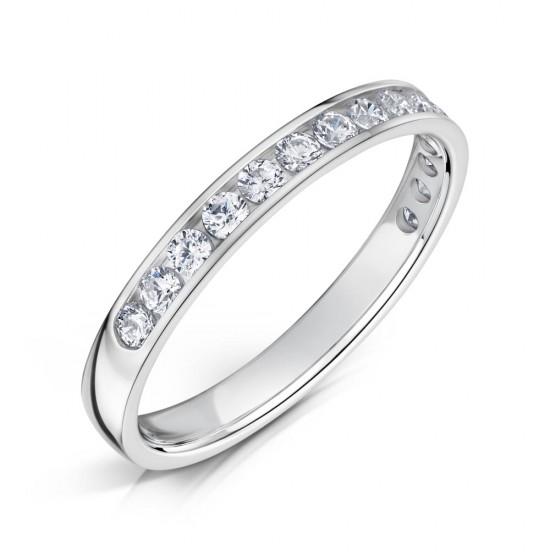 Channel Set Round Diamond Wedding Rings