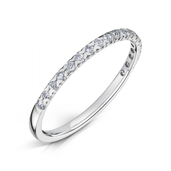 V Claw Set Round Diamond Wedding Rings