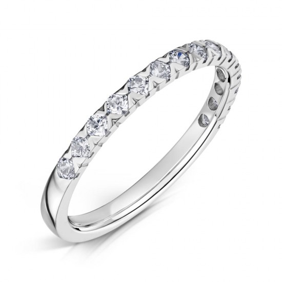 V Claw Set Round Diamond Wedding Rings