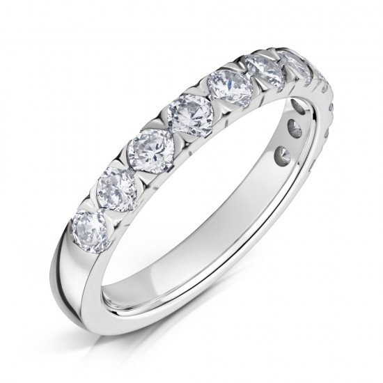 V Claw Set Round Diamond Wedding Rings