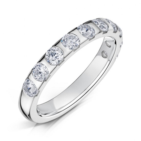 Semi Rubover Set Diamond Wedding Rings