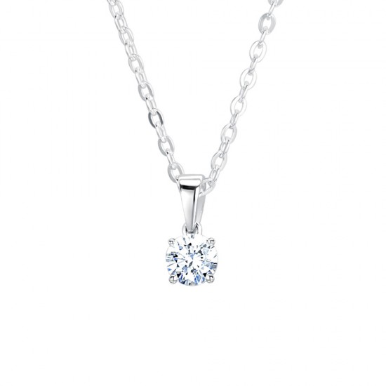 Lucida Four Claw Round Diamond Solitaire Pendant