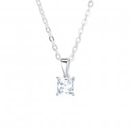 Princess Cut Diamond Four Claw Pendant