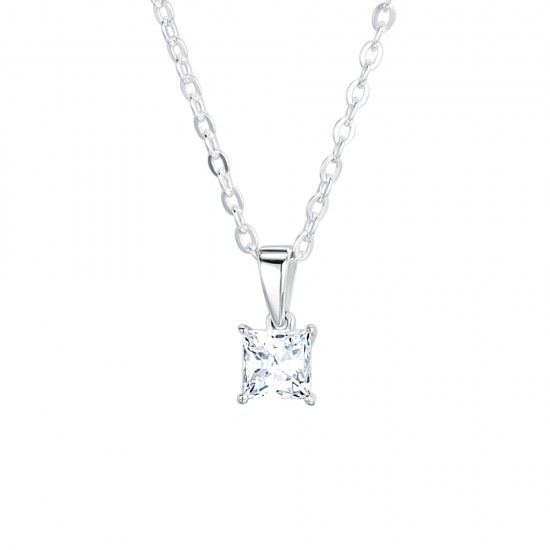 Princess Cut Diamond Four Claw Pendant
