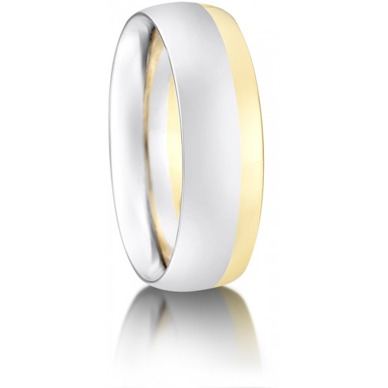 Bi-Colour Off-Set Wedding Rings