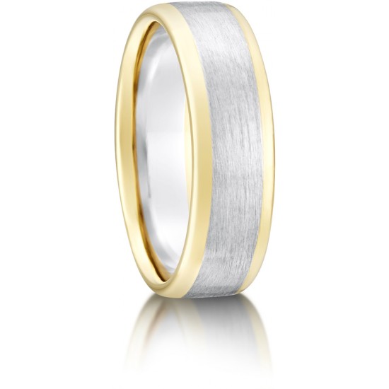 Bi-Colour Bevelled Wedding Rings