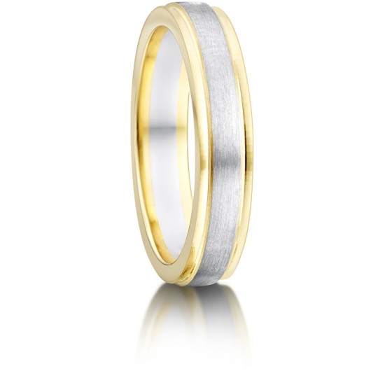 Bi-Colour Bevelled Wedding Rings