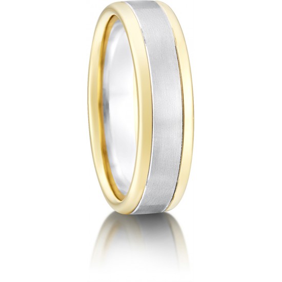 Bi-Colour Bevelled Wedding Rings