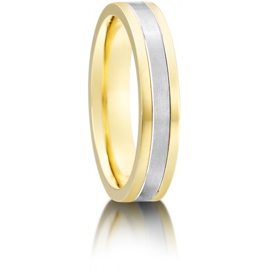 Bi-Colour Bevelled Wedding Rings