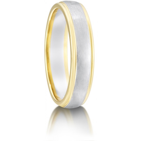 Bi-Colour Bevelled Wedding Rings